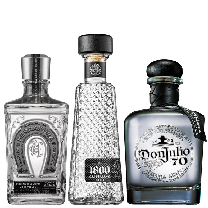 Herradura, Don Julio & 1800 Cristalino Anejo Tequila Bundle Package 750ml
